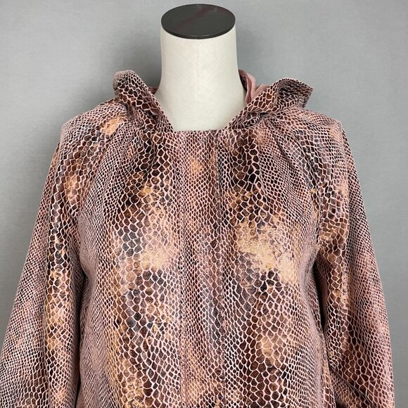 Chi by Falchi Jacket Faux Reptile Skin NWT Detachable Hood Women Size Large Coat - Picture 3 of 15
